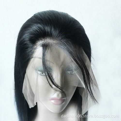 Adorable factory price cuticle align human hair,front lace wig with baby hair,wholesale silk straight hair wig for hair vendors